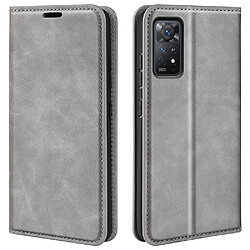 Etui en PU fermeture automatique magnétique avec support, gris pour votre Xiaomi Redmi Note 11 Pro 5G (Qualcomm)/Note 11 Pro 4G (MediaTek)