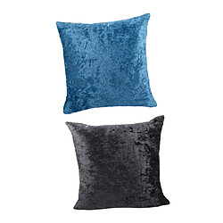 housse de coussin en velours en peluche de forme carrée bleu et noir pour canapé pas cher