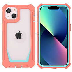 Coque en TPU + acrylique détachable 2-en-1 Rose corail/vert bleuté pour votre iPhone 13 6.1 pouces