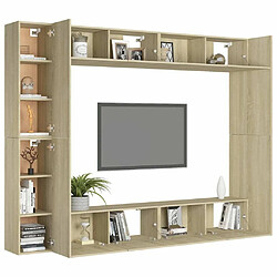 Avis Maison Chic Ensemble de meubles TV 8 pcs | Banc TV Moderne pour salon | Meuble de Rangement - Chêne sonoma Aggloméré -MN72752