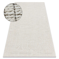 RUGSX Tapis ORIGI 3727 crème - Cadre ficelle SISAL tissée à plat 58x100 cm