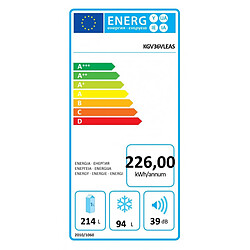 Réfrigérateur combiné 60cm 308l lowfrost inox - kgv36vleas - BOSCH pas cher