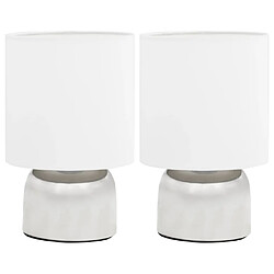 vidaXL Lampes de table 2 pcs Bouton tactile Blanc E14