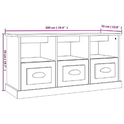 vidaXL Meuble TV blanc brillant 100x35x50 cm bois d'ingénierie pas cher