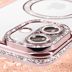 Avis Avizar Coque Diamant pour iiPhone 16 Plus Protection MagSafe Contour Strass Rose Champagne