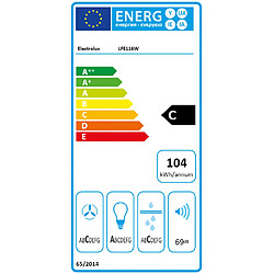 Hotte escamotable 60cm 69db 650m3/h blanc - lfe116w - ELECTROLUX