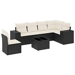 Maison Chic Salon de jardin 7 pcs avec coussins | Ensemble de Table et chaises | Mobilier d'Extérieur noir résine tressée -GKD69843