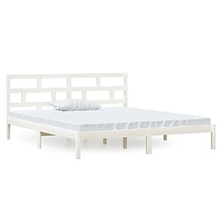 Maison Chic Lit Double - Cadre de lit,Structure du lit Contemporain Blanc Bois massif 135x190 cm -MN32141