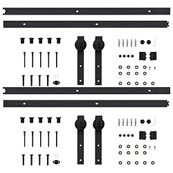 Avis vidaXL Kits de fixation pour porte coulissante 2 pcs 200 cm Acier Noir