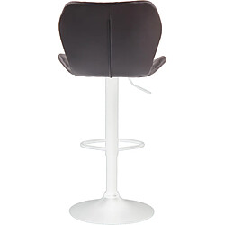 Decoshop26 Tabouret de bar x1 avec coutures décoratives en forme de losanges en PVC marron et métal blanc 10_0004653 pas cher