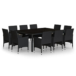 Maison Chic Mobilier à dîner 11 pcs de jardin - Ensemble table et chaises d'extérieur - Salon/Mobilier de jardin classique Résine tressée Noir -MN32028