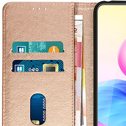 Avizar Étui pour Xiaomi Redmi Note 10 5G Clapet Portefeuille Support Vidéo Rose Gold pas cher