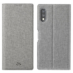 Vili Etui en PU avec support et porte-cartes gris pour votre Sony Xperia Ace 2