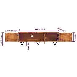 vidaXL Meuble TV 140x30x46 cm Bois massif de manguier pas cher