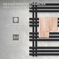 LuxeBath Radiateur sèche-serviettes en acier noir mat 50x100cm élément chauffant 300W pas cher