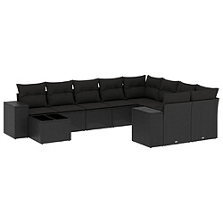 Maison Chic Salon de jardin 10 pcs avec coussins, Ensemble Tables et chaises d'extérieur noir résine tressée -GKD212398