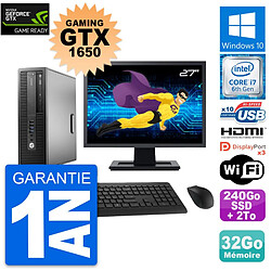 PC HP 800 G2 SFF Ecran 27" Gaming GTX 1650 i7-6700 RAM 32Go 240Go SSD + 2To W10 - Occasion