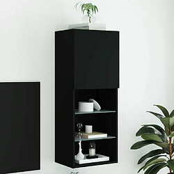 Maison Chic Meuble TV avec lumières LED, Banc TV pour salon, Meuble de rangement noir 40,5x30x102 cm -GKD72112