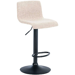 Decoshop26 Tabouret de bar avec repose-pieds pivotant dossier incurvé en tissu crème et métal noir 10_0004960