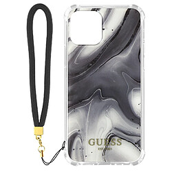 Guess Maroquinerie Coque Apple iPhone 12 Pro Max avec Dragonne Motif marbre Guess - Gris