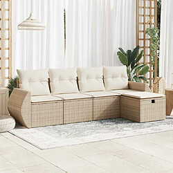 vidaXL Salon de jardin avec coussins 5 pcs beige résine tressée