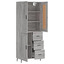 Avis vidaXL Buffet haut Sonoma gris 69,5x34x180 cm Bois d'ingénierie