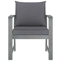 vidaXL Chaises de jardin lot de 2 avec coussins gris foncé Bois acacia