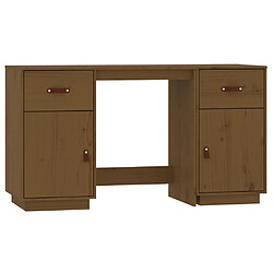 vidaXL Bureau avec armoires Marron miel 135x50x75cm Bois massif de pin