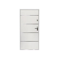 Vente-Unique Porte d'entrée en acier pleine et inox H207 x L100 cm blanc - poussant gauche - NAXARA