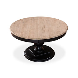 Table ronde extensible en bois massif Héloïse Bois naturel et pied noir