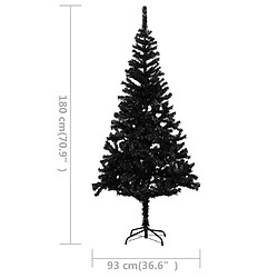 vidaXL Arbre de Noël artificiel pré-éclairé et boules noir 180 cm PVC pas cher