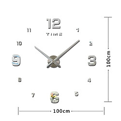 Wewoo Horloges DIY argent Chambre Décoration Miroir Nombre Frameless Grand 3D DIY Wall Sticker Mute Horloge, Taille: 100 * 100 cm