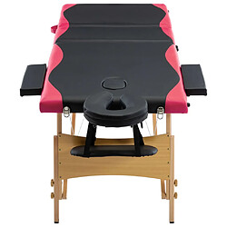 Avis vidaXL Table de massage pliable 3 zones Bois Noir et rose