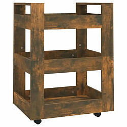 Maison Chic Desserte de cuisine | Chariot de cuisine | Meuble de rangement roulant Chêne fumé 60x45x80 cm Bois d'ingénierie -GKD64507