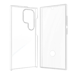 Avizar Coque Intégrale pour Galaxy S24 Ultra Arrière Rigide et Avant Souple Transparent