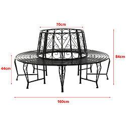 Banc de Jardin Sorrent Rond pour Arbre 160 x 84 cm Acier Noir [en.casa] pas cher