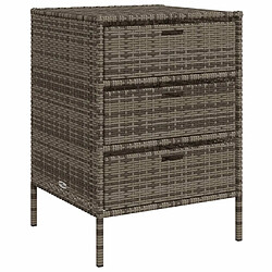 vidaXL Armoire de rangement de jardin et 3 tiroirs gris résine tressée