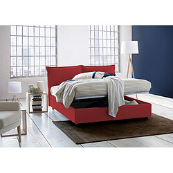 Autrement Talamo Italia Veronica lit double avec conteneur, Made in Italy, en tissu amovible, 160x190 cm, avec ouverture frontale, Rouge.