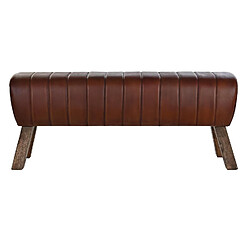 Pegane Banquette rectangulaire en cuir et bois coloris marron - longueur 126 x Profondeur 36 x hauteur 53 cm