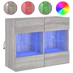 Maison Chic Meuble TV mural, Banc TV avec lumières LED pour salon, Meuble de rangement sonoma gris 78,5x30x60,5 cm -GKD72485