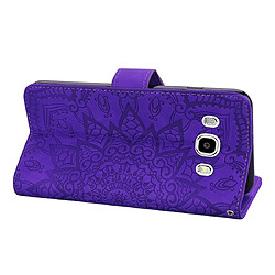 Acheter Wewoo Housse Coque Étui en cuir gaufré à double rabat avec motif pour mollet fentes portefeuille et porte-cartes Galaxy J5 2016 / J510 violet