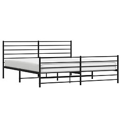 Acheter Maison Chic Lit adulte - Lit simple Cadre de lit métal avec tête de lit/pied de lit,Structure du lit Contemporain pour chambre noir 200x200 cm -MN57108