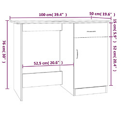 Helloshop26 Bureau table poste de travail meuble d'ordinateur informatique étude chêne fumé 100 x 50 x 76 cm bois d'ingénierie brun 02_0023565 pas cher