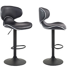 Decoshop26 Lot de 2 tabourets de bar design contemporain pieds en métal noir assise en synthétique noir 10_0000345