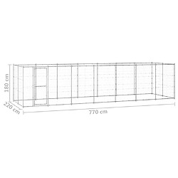 vidaXL Chenil extérieur Acier galvanisé 16,94 m² pas cher