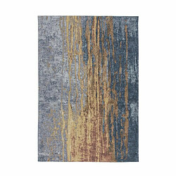 Paris Prix Tapis Vintage à Poils Courts Blaze Bleu & Beige 115 x 170 cm