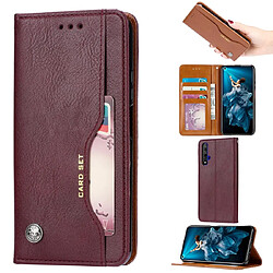 Wewoo Housse Coque Étui en cuir flip horizontal de texture de peau de pétrissage pour Huawei Honor 20avec cadre photo et support et fentes cartes et portefeuille vin rouge