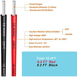 Fil électrique silicone 16 AWG 5m (2,5m+2,5m)