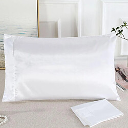 taie d'oreiller en satin de soie synthétique 50 * 76cm blanc