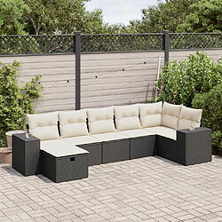 vidaXL Salon de jardin 7 pcs avec coussins noir résine tressée